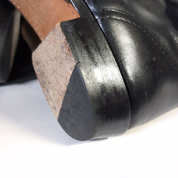 FRYE Boots Dorado Polished Black Leather Knee High Riding Boot - Picture 7 of 10